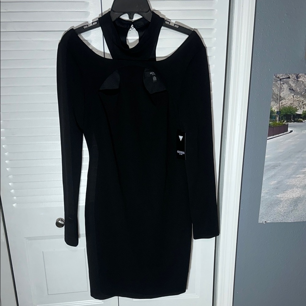 Guess Black Cut Out Long Sleeve Cocktail Dress - Picture 1 of 4
